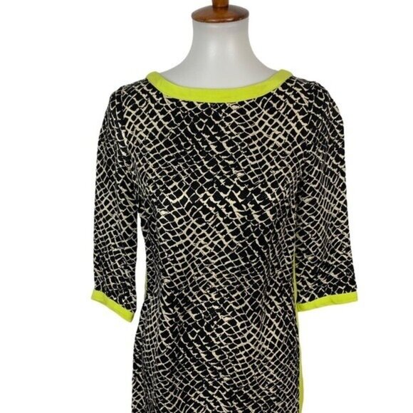 Alice Trixie Silk Midi Dress Small Black White Print Designer Party - Picture 2 of 6